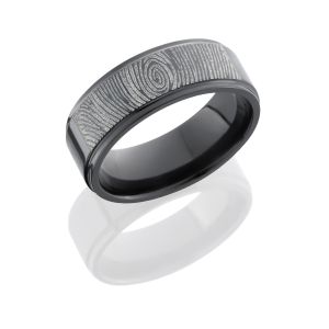 Lashbrook Z8FGE/WLCVFINGERPRINT2 POLISH Zirconium Wedding Ring or Band