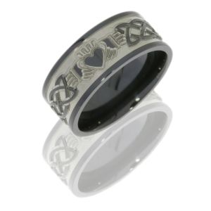 Lashbrook Z9F/CLADDAGHCELTIC BEAD-POLISH Zirconium Wedding Ring or Band