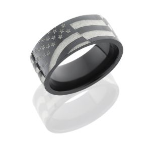 Lashbrook Z9F/WLCVAMERICANFLAG POLISH Zirconium Wedding Ring or Band