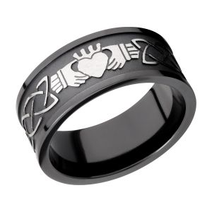 Lashbrook Z9FCLADDAGHCELTIC/SILVERTOP Zirconium Wedding Ring or Band