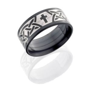 Lashbrook Z9FMCT/CROSSES POLISH Zirconium Wedding Ring or Band