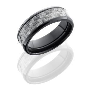 Lashbrook ZC8B15/SILVERCF POLISH Carbon Fiber Wedding Ring or Band