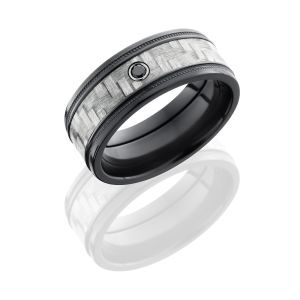 Lashbrook ZC8FGEW2MIL14_SILVERCFBLKDIA.05B POLISH Carbon Fiber Wedding Ring or Band