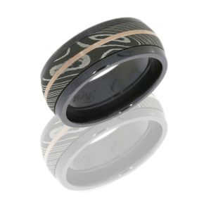 Lashbrook ZPF10D16/DAMASCUS11/14KR SATIN-ACID-POLISH Zirconium Wedding Ring or Band