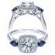 Taryn 14k White Gold Round 3 Stones Halo Engagement Ring TE10785W44SA 