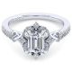 Gabriel 14 Karat Emerald Cut Halo Engagement Ring ER14411E4W44JJ