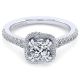 Gabriel 14 Karat Cushion Cut Halo Engagement Ring ER14412C4W44JJ