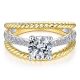 Gabriel 14k White/Yellow Round Diamond Engagement Ring ER14423R4M44JJ