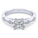 Gabriel 14 Karat White Gold Princess Cut Diamond Engagement Ring ER14427S4W44JJ