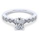 Gabriel 14 Karat White Gold Oval Diamond Engagement Ring ER14429O4W44JJ