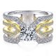 Gabriel 14k White/Yellow Round Diamond Engagement Ring ER14645R4M44JJ