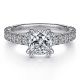 Gabriel 14 Karat Cushion Cut Diamond Engagement Ring ER15270C8W44JJ