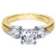 Gabriel 14 Karat Two-Tone Round 3 Stone Engagement Ring ER2789M43JJ