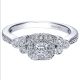 Gabriel 14 Karat Princess Cut 3 Stone Halo Engagement Ring ER4269W44JJ