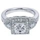 Gabriel 14 Karat Princess Cut 3 Stone Halo Engagement Ring ER5755W44JJ