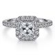 Gabriel 14 Karat White Gold Princess Cut Diamond Engagement Ring ER7259S4W44JJ