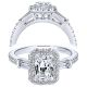 Taryn 14k White Gold Emerald Cut 3 Stones Halo Engagement Ring TE7268W44JJ 