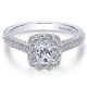 Gabriel 14 Karat Cushion Cut Halo Engagement Ring ER9524W44JJ