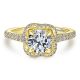 Gabriel 14 Karat Round Halo Engagement Ring ER14412R4Y44JJ