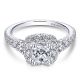 Gabriel 18 Karat Cushion Cut Halo Engagement Ring ER13882C4W84JJ