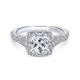 Gabriel 14 Karat Cushion Cut Halo Engagement Ring ER12835C4M44JJ