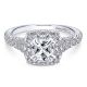 Gabriel Platinum Cushion Cut Halo Engagement Ring ER12835C4PT4JJ