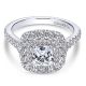 Gabriel Platinum Cushion Cut Halo Engagement Ring ER13861C4PT4JJ