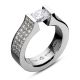 Kretchmer Platinum Hard Omega Hard for Rectangular Cut Stone with 3-Row Pave Tension Set Ring