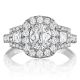 Henri Daussi ACMT Cushion Halo with Trapezoid Diamonds Engagement Ring