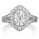 Henri Daussi AFL Cushion Halo Antique Engraved Diamond Engagement Ring