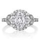 Henri Daussi AGCS Cushion Halo Floral Inspired Antique Diamond Engagement Ring