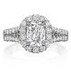 Henri Daussi AKS Cushion Halo Split Shank Diamond Engagement Ring