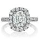 Henri Daussi AMDM Cushion Halo Diamond Engagement Ring