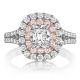 Henri Daussi AQSP Cushion Double Halo with Pink Diamonds Engagement Ring