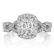 Henri Daussi ATWS Cushion Halo Interlaced Shank Diamond Engagement Ring