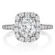Henri Daussi AVS Cushion Halo Graduated Accent Diamonds Engagement Ring