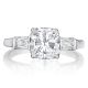 Henri Daussi AWT Classic Cushion with Tapered Baguette Diamonds Engagement Ring