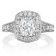 Henri Daussi AZP Cushion Halo Graduated Accent Diamonds Engagement Ring