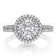 Henri Daussi BDTS Round Double Halo Split Shank Diamond Engagement Ring