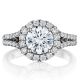 Henri Daussi BMDS Round Halo Spilt Shank Diamond Engagement Ring