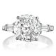 Henri Daussi GCT Classic Cushion with Tapered Baguette Diamonds Engagement Ring