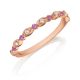 Henri Daussi R26-7 Rose Gold Bead Set Milgrain Diamond and Pink Sapphire Band