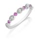 Henri Daussi R37-12 Bead Set Milgrain Diamond and Pink Sapphire Band