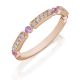 Henri Daussi R44-7 Rose Gold Bead Set Diamond and Pink Sapphire Band with Miligrain Detail