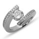 Kretchmer Platinum Truncated Flat-Top Helix - HTF with two arms of Pave' Tension Set Ring