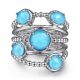 Gabriel Fashion Silver Rock Crystal and Turquoise Statement Bubble Ring LR52126SVJXT