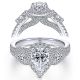 Taryn 14k White Gold Pear Shape 3 Stone Halo Engagement Ring TE14409P4W44JJ