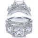 Taryn 14k White Gold Princess Cut 3 Stones Halo Engagement Ring TE4209W44JJ