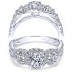 Taryn 14k White Gold Round 3 Stone Halo Engagement Ring TE5340W44JJ