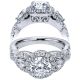 Taryn 14k White Gold Round 3 Stones Halo Engagement Ring TE6026W44JJ